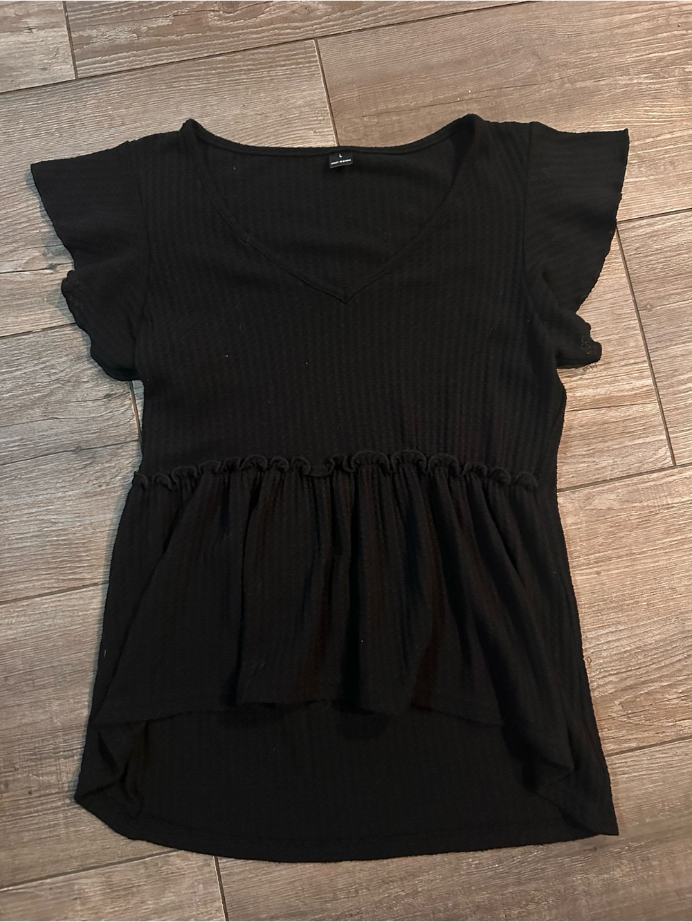 Women's Black Peplum Short Sleeve Top -